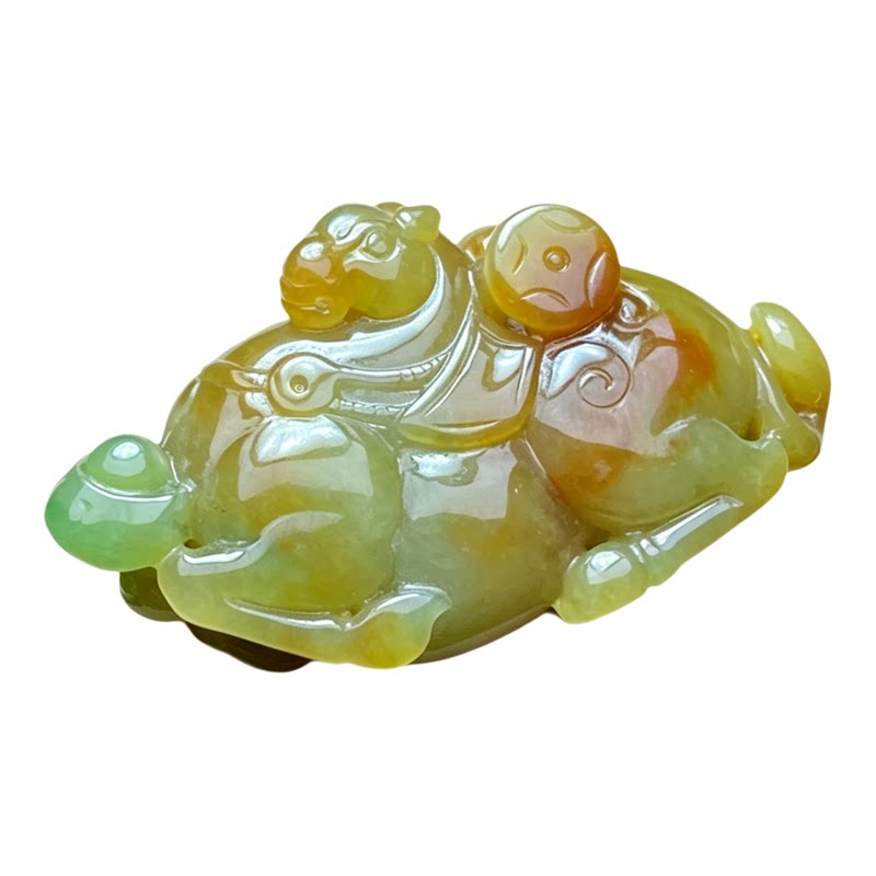 翠贵人冰糯老坑三彩生肖马吊坠