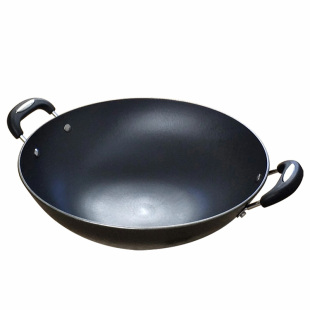 生铁锅无涂层家用炒菜锅46 40cm38厘米36公分34双耳圆底老式铁锅