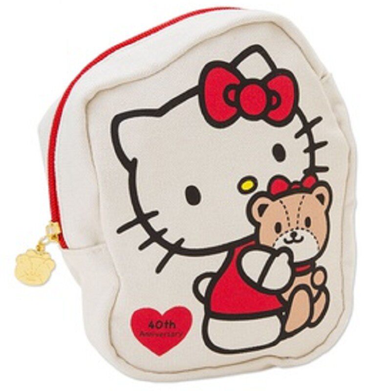 可爱hello kitty40周年纪念帆布斜挎包手机包女日系卡通休闲小包