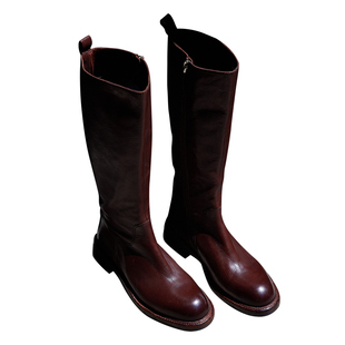 Le' Murmure 極简主义 进口水洗马皮 显瘦B入纯手工骑士靴烟筒靴