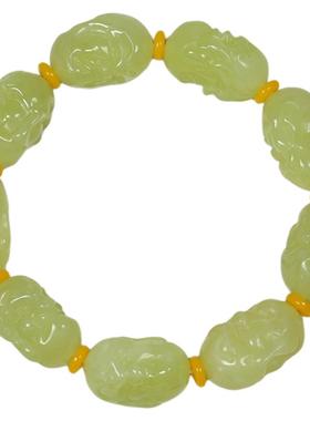 涵韵珠宝和田玉手串罗汉头手链鸡油黄黄口料十八罗汉天然玉石