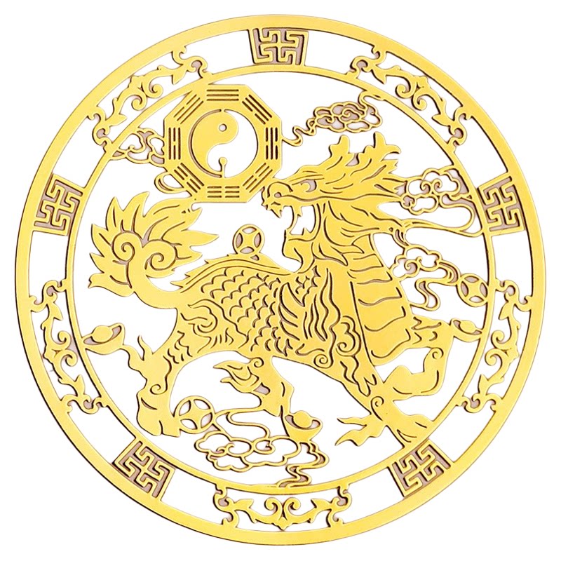 麒麟贴纸一对隐形金属贴