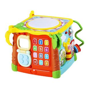 谷雨六面体儿童玩具1一3岁音乐手拍鼓宝宝因果关系玩具形状配对盒