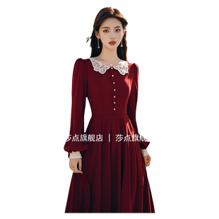 名媛气质连衣裙2025春秋新款海边沙漠胡杨林度假拍照红色长款裙子