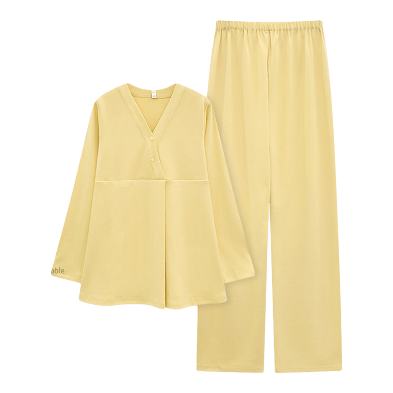 夏季月子服纯棉全棉吸汗薄款带胸垫产妇期哺乳睡衣春秋孕妇家居服