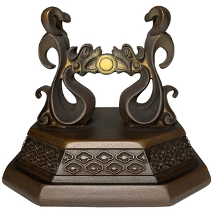 水晶球底座双龙戏珠花桩摆件石头奇石底座树脂艺术创意通用仿实木