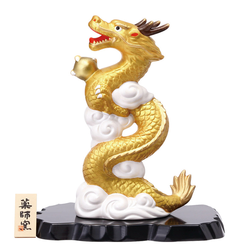 日本药师窑手工龙珠龙摆件
