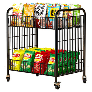 可折叠小推车置物架夜市零食摆摊架厨房移动带轮货架收纳储物架子