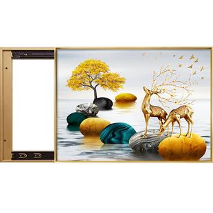 轻奢电表箱装饰画鹿简约现代免打孔配电箱开关遮挡装挂画晶瓷壁画