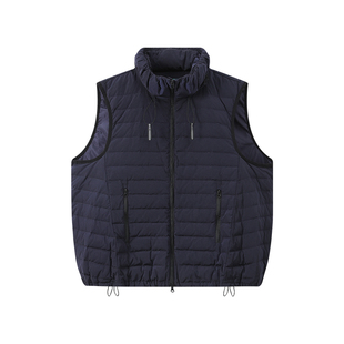 江南先生NewJNXS户外金属闪光尼龙羽绒背心冬隐藏式帽子印花马甲