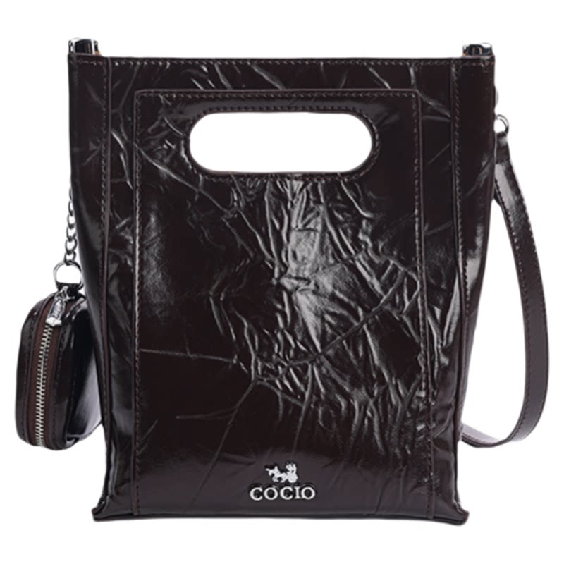 COCIO油蜡皮褶皱手提斜挎女包