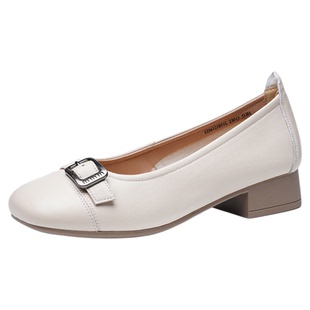 奥康 女鞋2025新款真皮休闲鞋软底软面牛皮工勤鞋浅口低跟妈妈鞋L