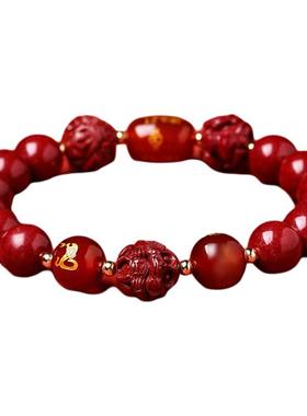 龙虎山发货朱砂手串三合六合转运珠蛇年手链本命年莲花正品