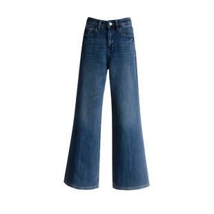 twosweet 御寒神笈品质/安哥拉绒冬季直筒微喇四面弹牛仔长裤女