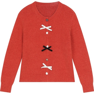 妖精的口袋红色亮闪新年毛衣女2025年冬季新款软糯甜美高级感毛衫