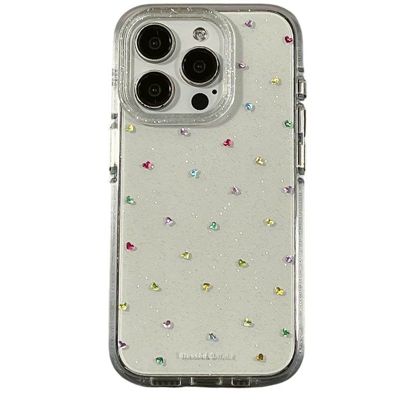 ins风韩系爱心宝石适用苹果iPhone16ProMax手机壳15pro新款14带链条13小众高级感14promax硅胶