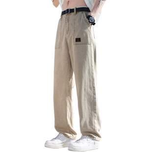 罗蒙休闲裤男士2025夏季新款潮流阔腿裤子男宽松直筒长裤子男夏天