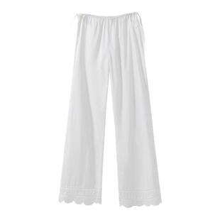 【走秀款】北欧小众仙女“睡裤”有机棉刺绣边白色长裤+肚兜背心