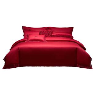 MINE/寐100S埃及长绒棉四件套红色纯棉高端结婚床品婚庆套件 告白