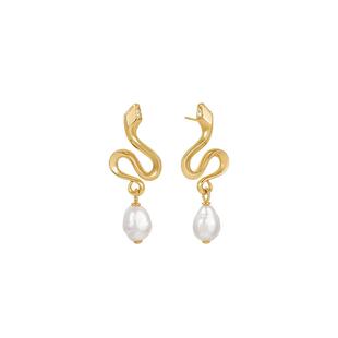 Amber Lollipop淡水珍珠耳环女独特灵蛇耳钉蛇年新款耳饰生日礼物