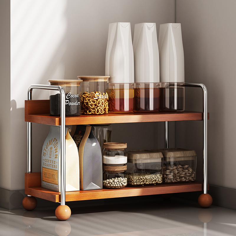 厨房调料架实木多功能台面调味佐料调料品置物柜放油盐酱醋收纳架