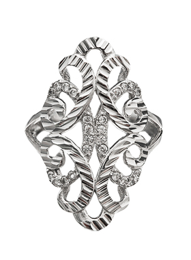 镂空女纯银镶嵌戒指可调节不变色