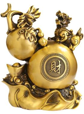 铜葫芦福禄寿喜财客厅桌面摆件