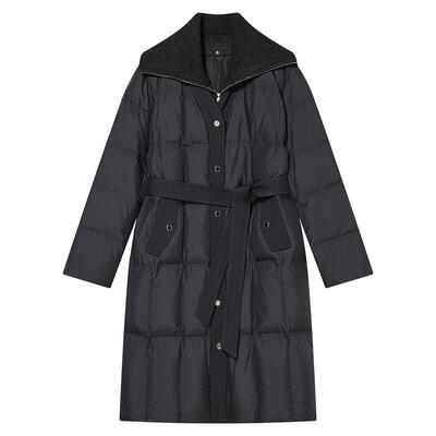 【云朵0压感】Goodland美地女装冬季时尚大翻领束腰假两件羽绒服