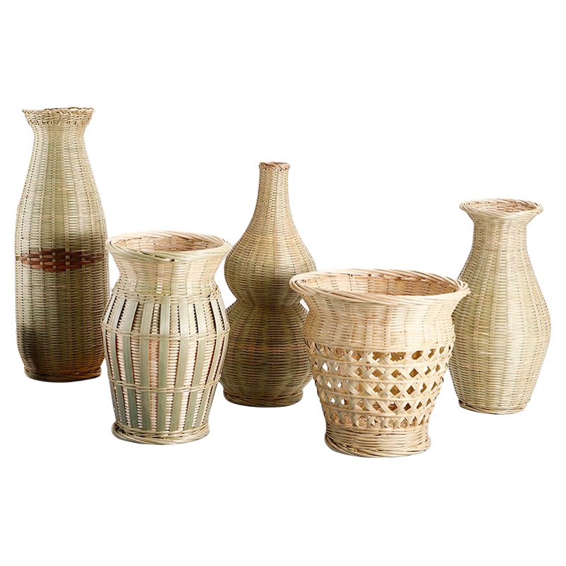 竹制品插花瓶简约竹编花器摆件