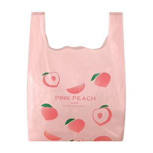 粉色水蜜桃手提塑料袋加厚少女心可爱垃圾袋打包水果袋小红书推荐
