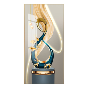 现代简约玄关装饰画走廊过道竖版挂画入户正对门壁画抽象玄幻画