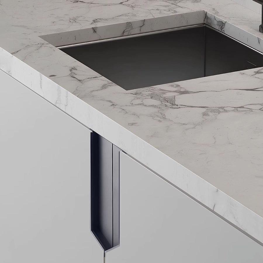 二代新款牛角衣柜隐形柜门抽屉拉手轻奢开槽铝合金移门把手嵌入式