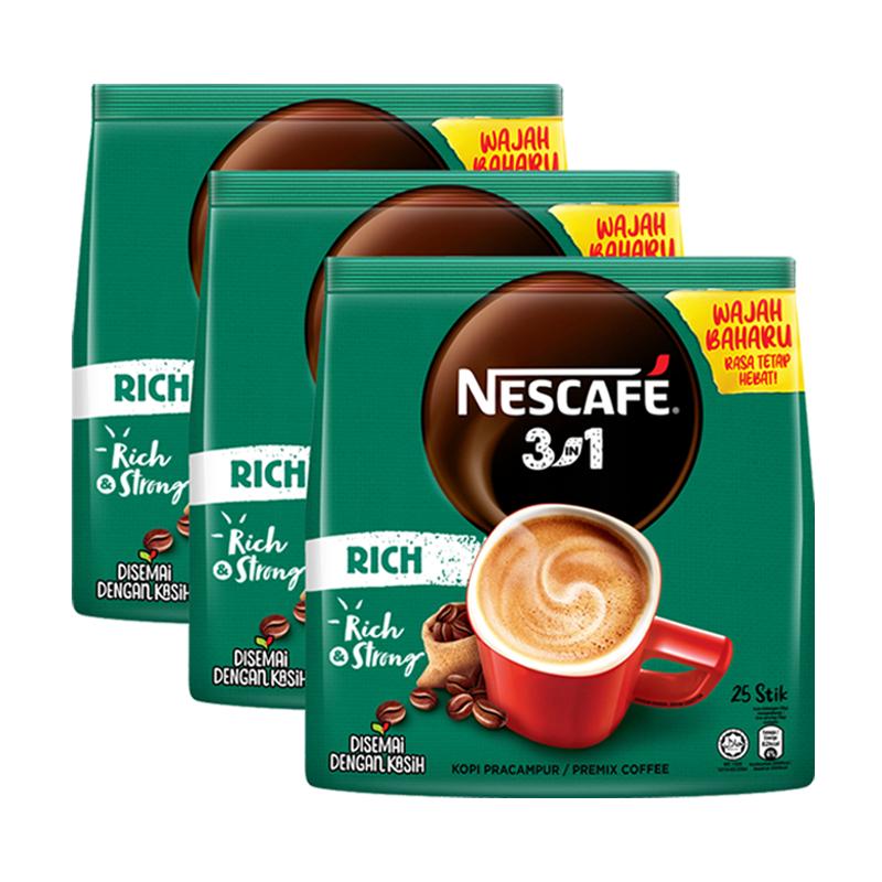 【自营】马来西亚 Nestle雀巢正品 3合1特浓速溶咖啡粉450g*3进口