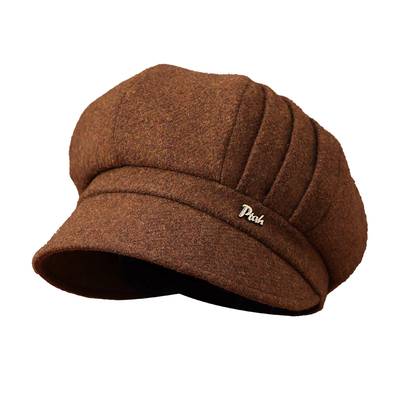 布塔羊毛八角帽子女秋冬新款羊毛鸭舌帽高级感显脸小贝雷帽PT0822