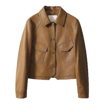 爆款真皮短款皮衣春秋绵羊皮外套