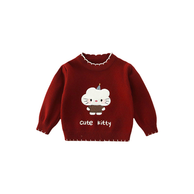 女童毛衣秋冬季加厚保暖针织上衣