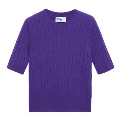 【100%山羊绒】BLUE ERDOS冬季新复古百搭圆领绞花羊绒针织衫女