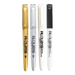 Filolang费洛朗签名笔防褪色金色银色马克笔油性速干防水不掉色拍立得衣服签字笔不掉色白色无尘实验室记号笔