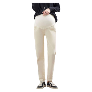 费雪孕妇裤春秋外穿窄版直筒裤2026新款小个子老爹大码纯棉哈伦裤