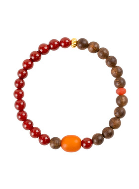 【福运红火】南红沉香蜜蜡手串范李李年终赠礼福运温暖本命手链