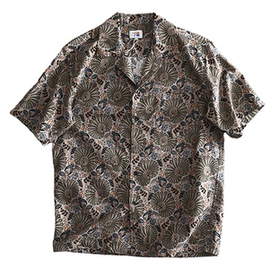 好看极了！古巴领花卉满印复古文化沙滩夏威夷滑板潮牌花衬衫衬衣