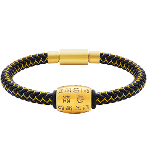 正品足金心经转运珠黄金手链男款手环经典佛学经文首饰女款保平安