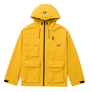 MLB外套男女装冬季新款梭织防风衣运动黄色宽松夹克3AWJB0554