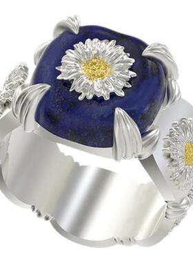 Mouhooland/暮后之地雏菊系列青金石雏菊戒指原创小众情侣款指环