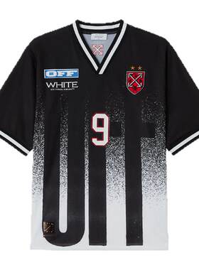 OFF-WHITE™男装新款拼色V领短袖T恤球衣运动风上衣D00410MP