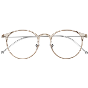 茶色透明眼镜框女可配度数ins风超轻纯钛镜架小框小脸钛架近视镜