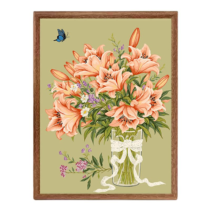 数字油画填色diy填充手工画画成人涂色油画丙烯画客厅装饰画 百合