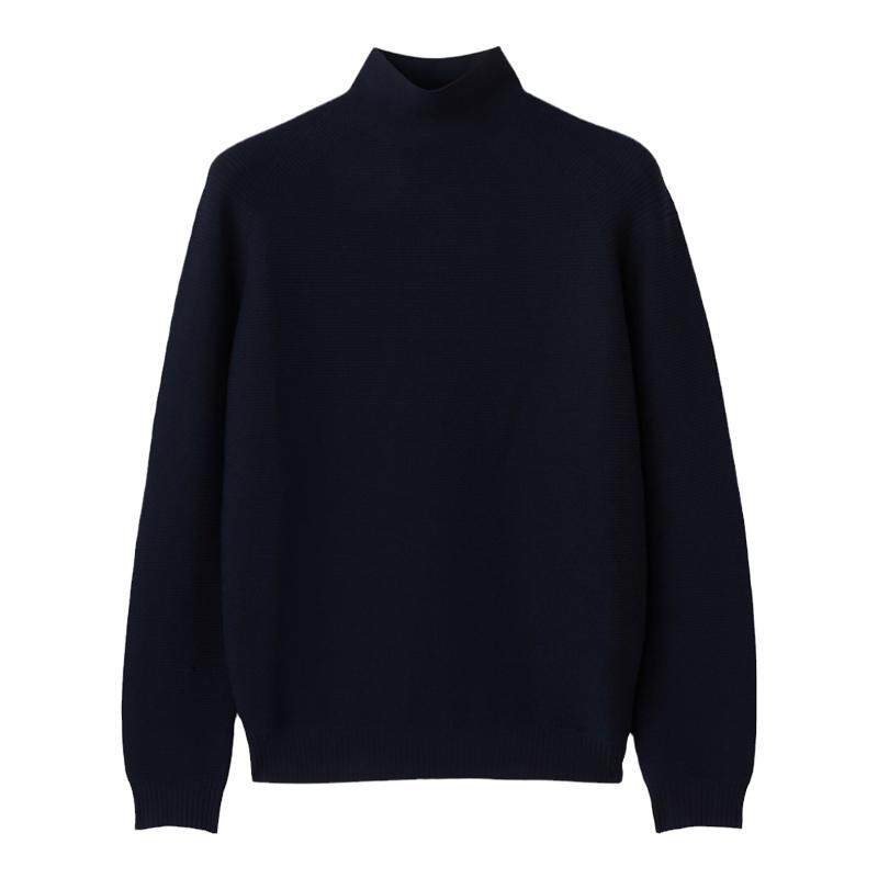 Loro Piana/诺悠翩雅男装海军蓝色羊毛高领长袖针织衫毛衣