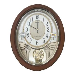 日本SEIKO精工实木挂钟客厅卧室欧式田园水晶钟摆音乐钟表QXM351B