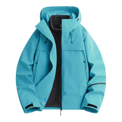 稻草人芥岚蓝冲锋衣女2025新款秋冬户外防风防水徒步三合一外套男